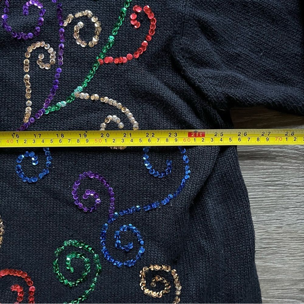 Work In Progress Multicolored Sequin Black Sweate… - image 8